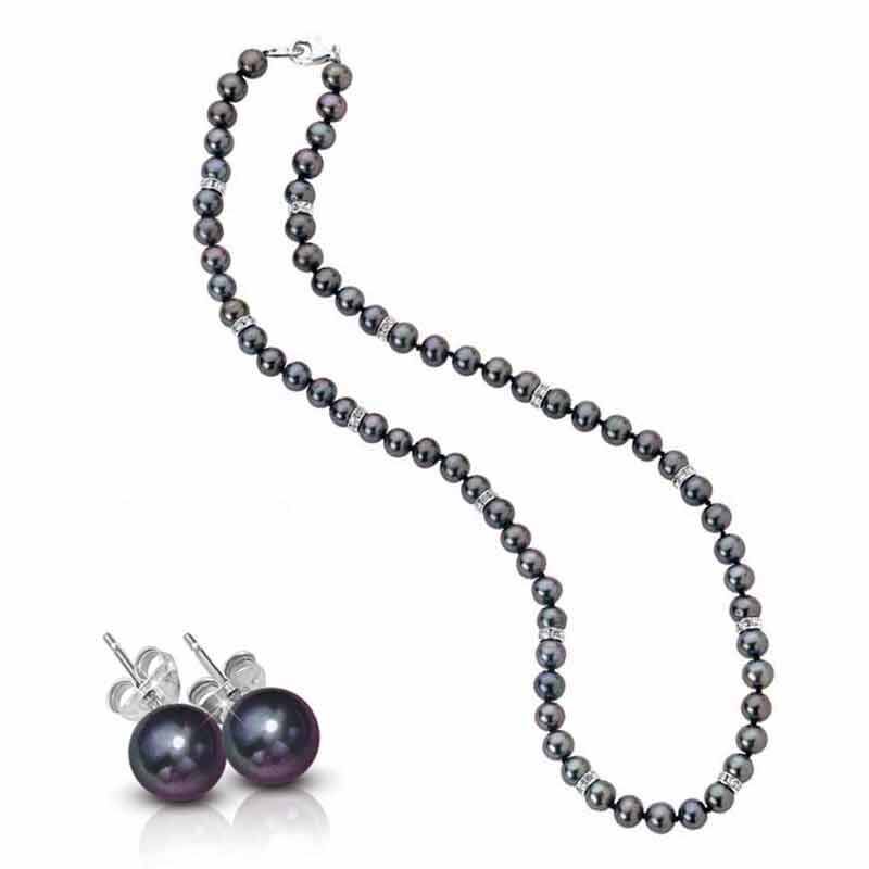 Collana di perle nere Midnight Spell con orecchini abbinati GRATUITI