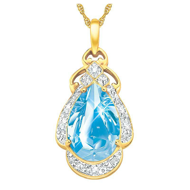 Ciondolo "Sirena del mare" con topazio blu e diamante